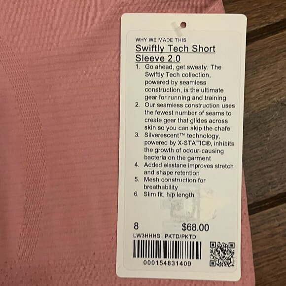 NWT Swiftly Tech Short Sleeve 2.0 - Pink Tide - Size 8 - Picture 4 of 6